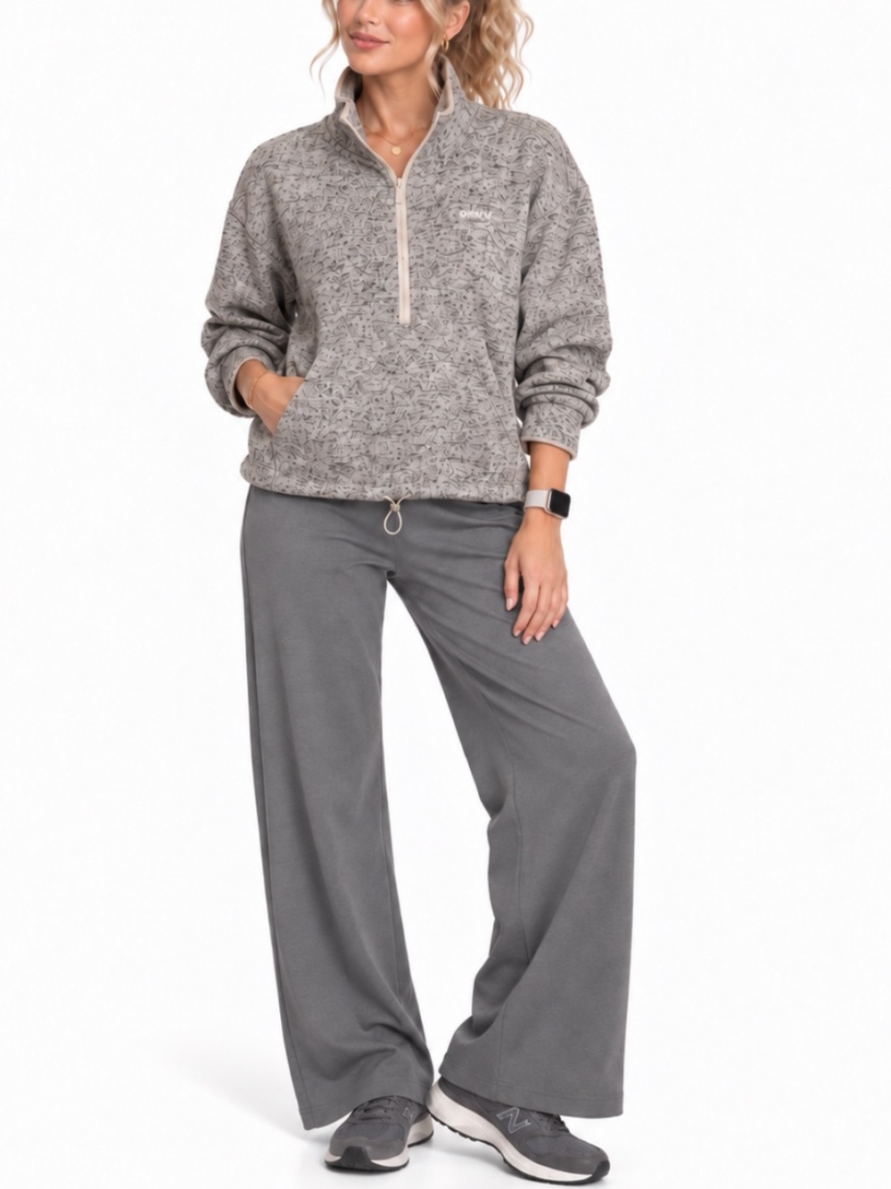 DKNY Sport Gray Quarter Zip Pullover Sweatshirt SZ MED NWTS!!!!!